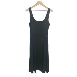 J by Jason Wu Black Sleeveless Tiered Midi Summer Dress with Smocked Back Sz SP